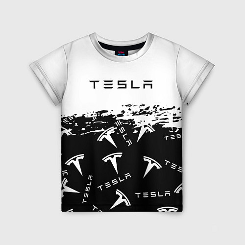 Детская футболка Tesla - Black & White / 3D-принт – фото 1