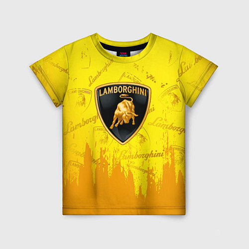 Детская футболка Lamborghini pattern gold / 3D-принт – фото 1