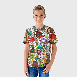 Футболка детская Смайл рисунки - арт, цвет: 3D-принт — фото 2