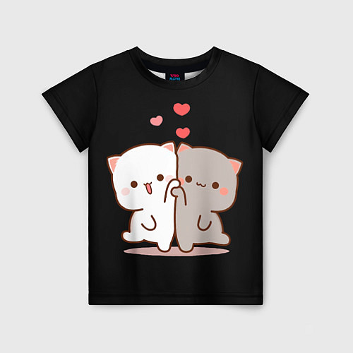 Детская футболка Кошачья любовь навсегда Kitty love forever / 3D-принт – фото 1