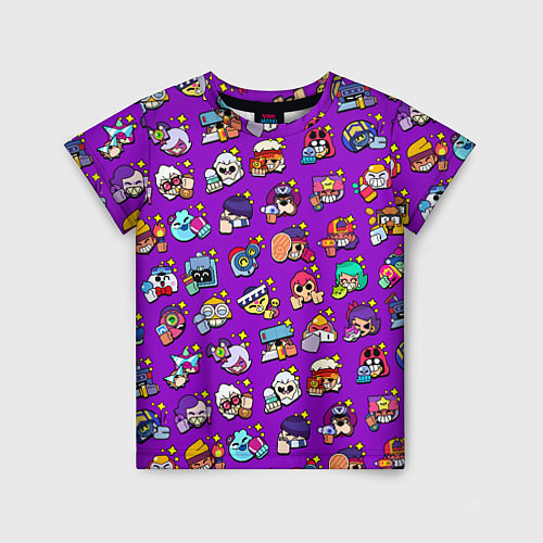 Детская футболка Особые редкие значки Бравл Пины фиолетовый фон Bra / 3D-принт – фото 1