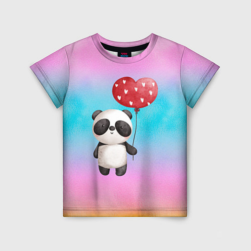 Детская футболка Маленькая панда с сердечком / 3D-принт – фото 1