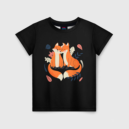Детская футболка Лисы Animal love / 3D-принт – фото 1