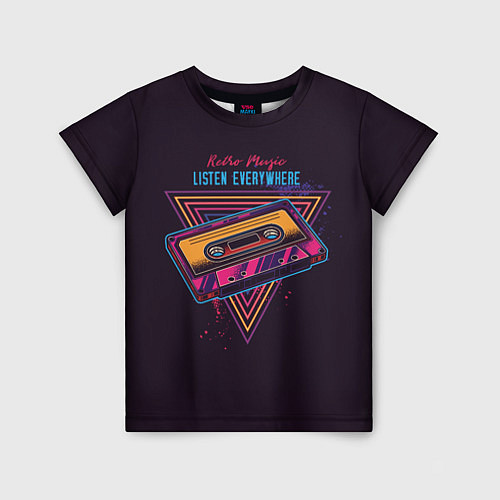 Детская футболка Ретро Музыка кассета / 3D-принт – фото 1