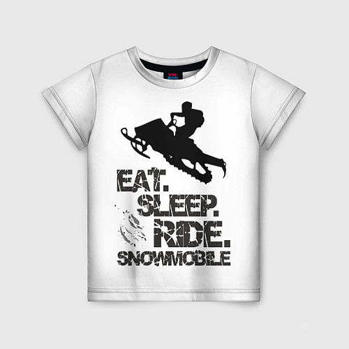 Детская футболка EAT SLEEP RIDE SNOWMOBILE / 3D-принт – фото 1