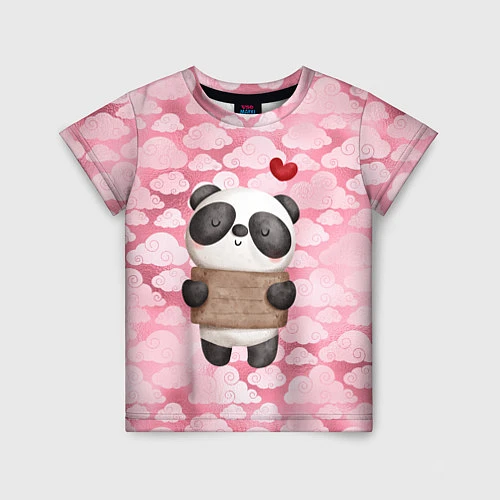 Детская футболка Панда с сердечком love / 3D-принт – фото 1