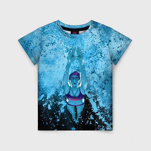 Детская футболка Спортивное плавание Голубая вода / 3D-принт – фото 1
