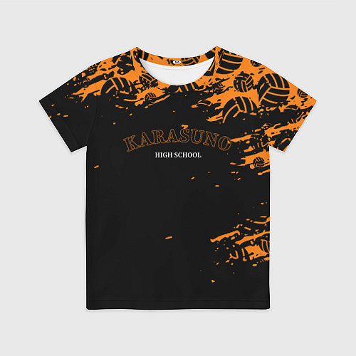 Детская футболка KARASUNO HIGH SCHOOL ОРАНЖЕВАЯ / 3D-принт – фото 1