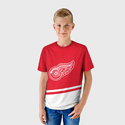 Футболка детская Detroit Red Wings, Детройт Ред Уингз Диагональные, цвет: 3D-принт — фото 2