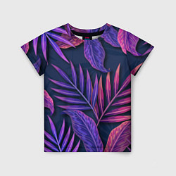 Футболка детская Neon Tropical plants pattern, цвет: 3D-принт