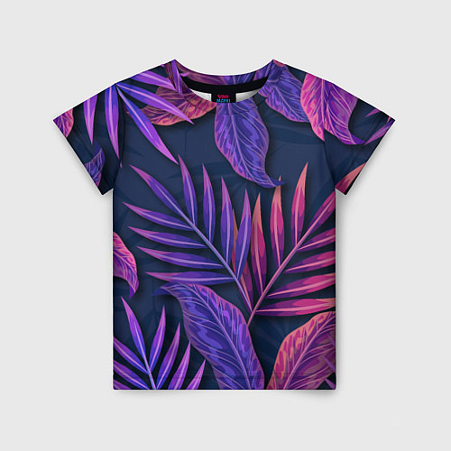 Детская футболка Neon Tropical plants pattern / 3D-принт – фото 1