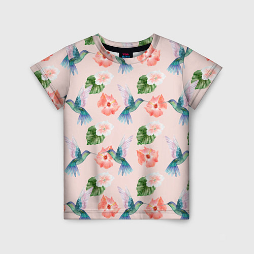 Детская футболка Колибри и нежные цветы / 3D-принт – фото 1