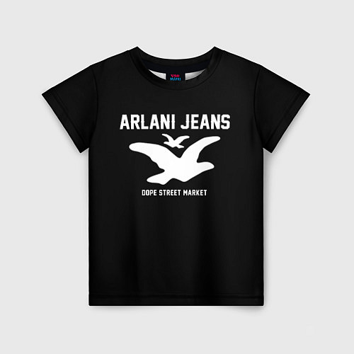 Детская футболка Узор Black Orlani Jeans Dope Street Market / 3D-принт – фото 1
