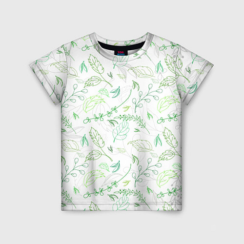 Детская футболка Хаос из зелёных веток и листьев / 3D-принт – фото 1