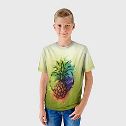 Футболка детская Яркий ананас, цвет: 3D-принт — фото 2