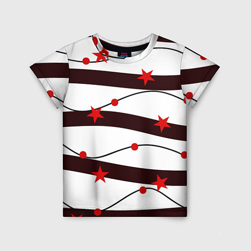 Детская футболка Красные Звезды На Волнах / 3D-принт – фото 1