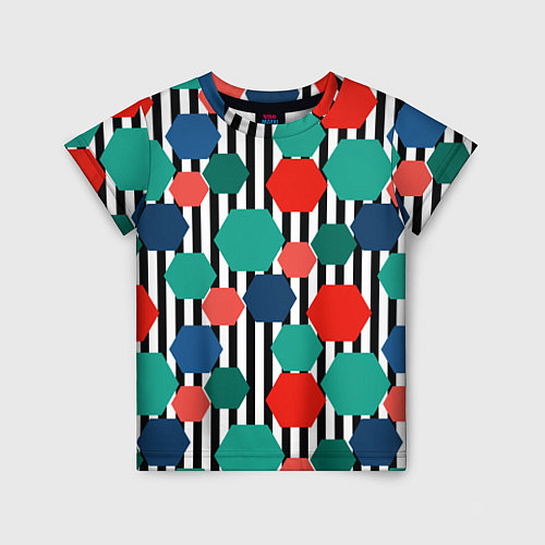Детская футболка Геометрический разноцветный узор / 3D-принт – фото 1