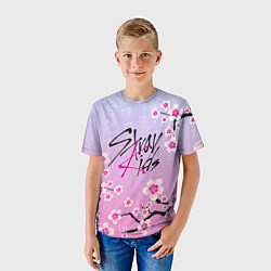 Футболка детская Stray Kids цветы сакуры, цвет: 3D-принт — фото 2