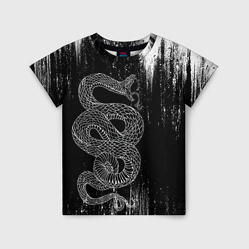 Детская футболка Snake Краски Змея ЧБ / 3D-принт – фото 1