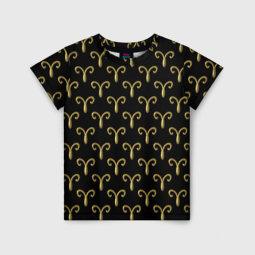 Детская футболка Золотой овен на черном фоне Паттерн / 3D-принт – фото 1
