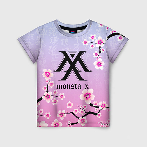 Детская футболка MONSTA X САКУРА ЦВЕТЫ / 3D-принт – фото 1