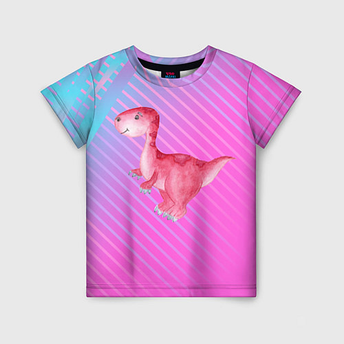 Детская футболка Розовый динозаврик / 3D-принт – фото 1