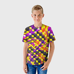 Футболка детская Черно-желтые кубы, цвет: 3D-принт — фото 2