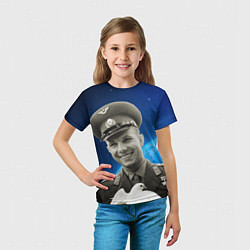 Футболка детская Юрий Гагарин с голубем 3D, цвет: 3D-принт — фото 2