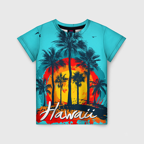 Детская футболка Hawaii Солнце, Пальмы / 3D-принт – фото 1