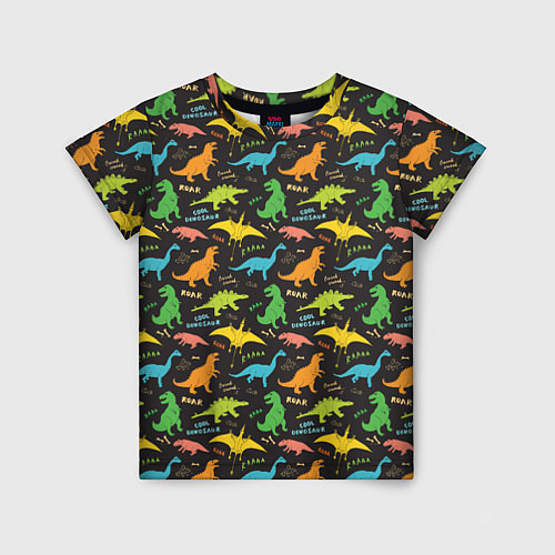 Детская футболка Разноцветные Динозавры / 3D-принт – фото 1