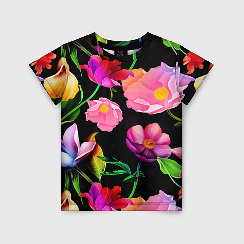 Детская футболка Цветочный узор Floral pattern / 3D-принт – фото 1