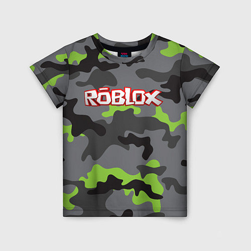 Детская футболка Roblox Камуфляж Серо-Чёрный / 3D-принт – фото 1
