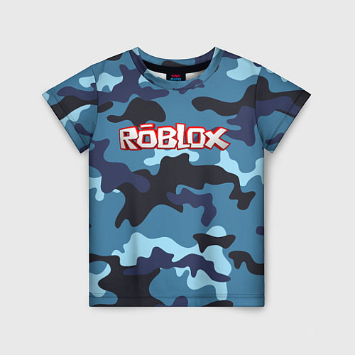 Детская футболка Roblox Камуфляж Тёмный Синий / 3D-принт – фото 1