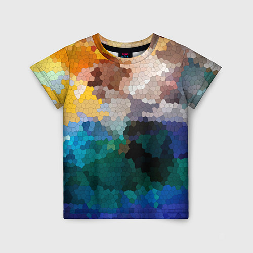 Детская футболка Осенний мозаичный узор / 3D-принт – фото 1