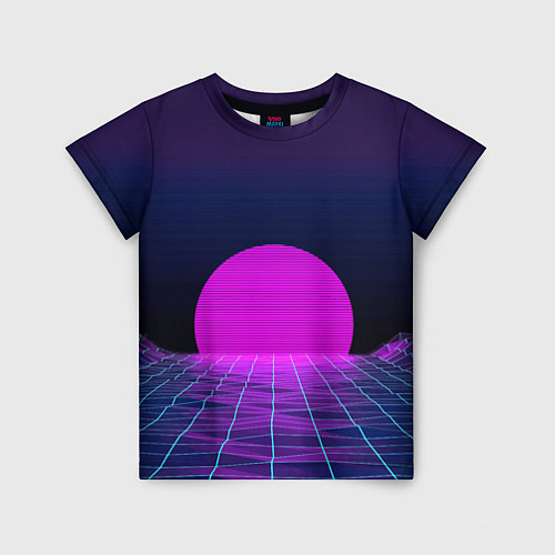 Детская футболка Закат розового солнца Vaporwave Психоделика / 3D-принт – фото 1