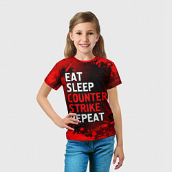 Футболка детская Eat Sleep Counter Strike Repeat Брызги, цвет: 3D-принт — фото 2