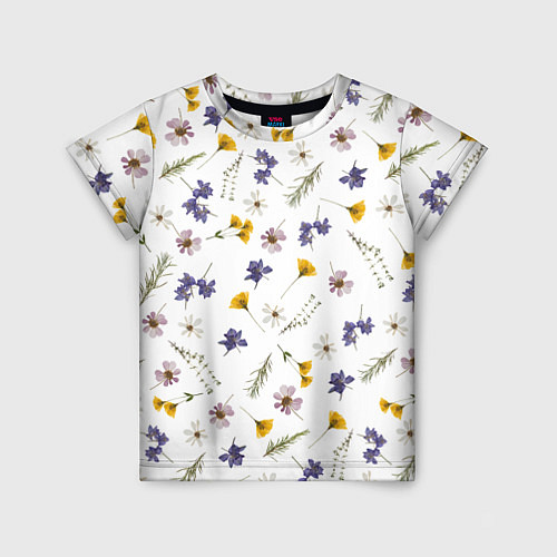 Детская футболка Простые цветы на белом фоне / 3D-принт – фото 1
