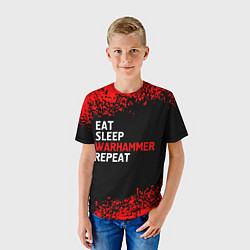 Футболка детская Eat Sleep Warhammer Repeat - Спрей, цвет: 3D-принт — фото 2