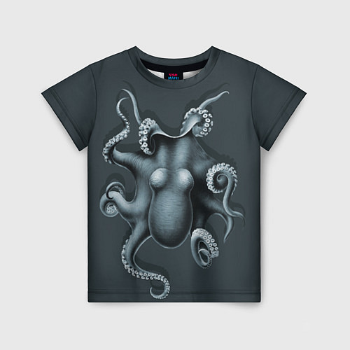 Детская футболка Серый осьминог / 3D-принт – фото 1
