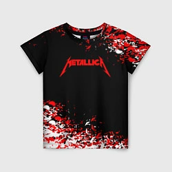Футболка детская Metallica текстура белая красная, цвет: 3D-принт
