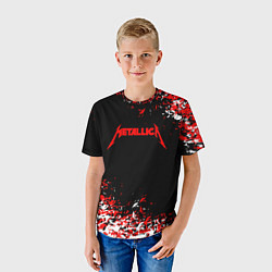 Футболка детская Metallica текстура белая красная, цвет: 3D-принт — фото 2