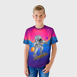 Футболка детская Космонавт прыгает на скейте, цвет: 3D-принт — фото 2