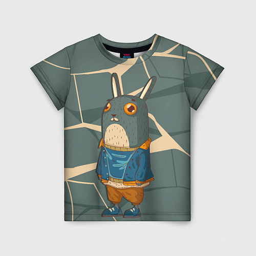 Детская футболка Удивленный кролик / 3D-принт – фото 1
