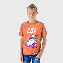 Футболка детская Ева - КОШЕЧКА - Потертости, цвет: 3D-принт — фото 2