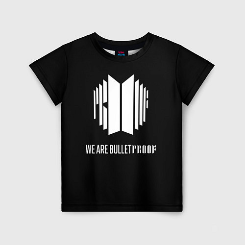 Детская футболка BTS WE ARE BULLETPROOF БТС - мы пуленепробиваемые / 3D-принт – фото 1