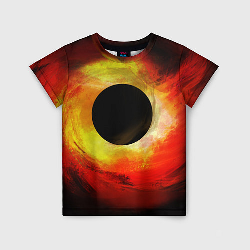 Детская футболка Черная дыра на красно-желтом фоне / 3D-принт – фото 1