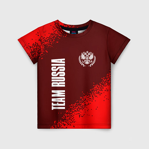 Детская футболка РОССИЯ - ГЕРБ Team Russia Спрей / 3D-принт – фото 1