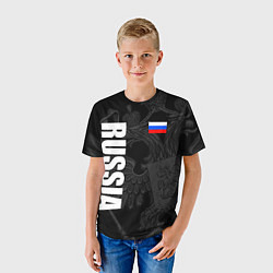 Футболка детская RUSSIA - BLACK EDITION, цвет: 3D-принт — фото 2