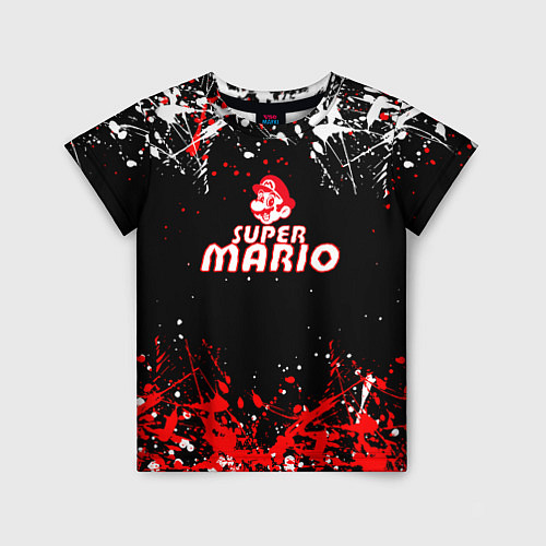 Детская футболка Super mario брызги красок / 3D-принт – фото 1