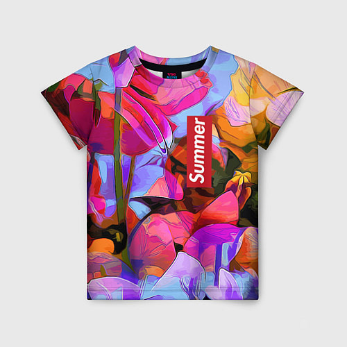 Детская футболка Красочный летний цветочный паттерн Summer color pa / 3D-принт – фото 1